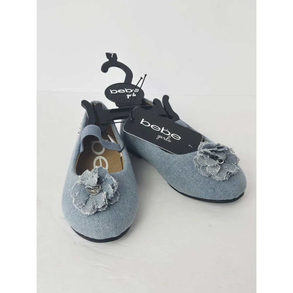 NEW Bebe Girls Toddler Shoes Denim sz 7 Flats floral